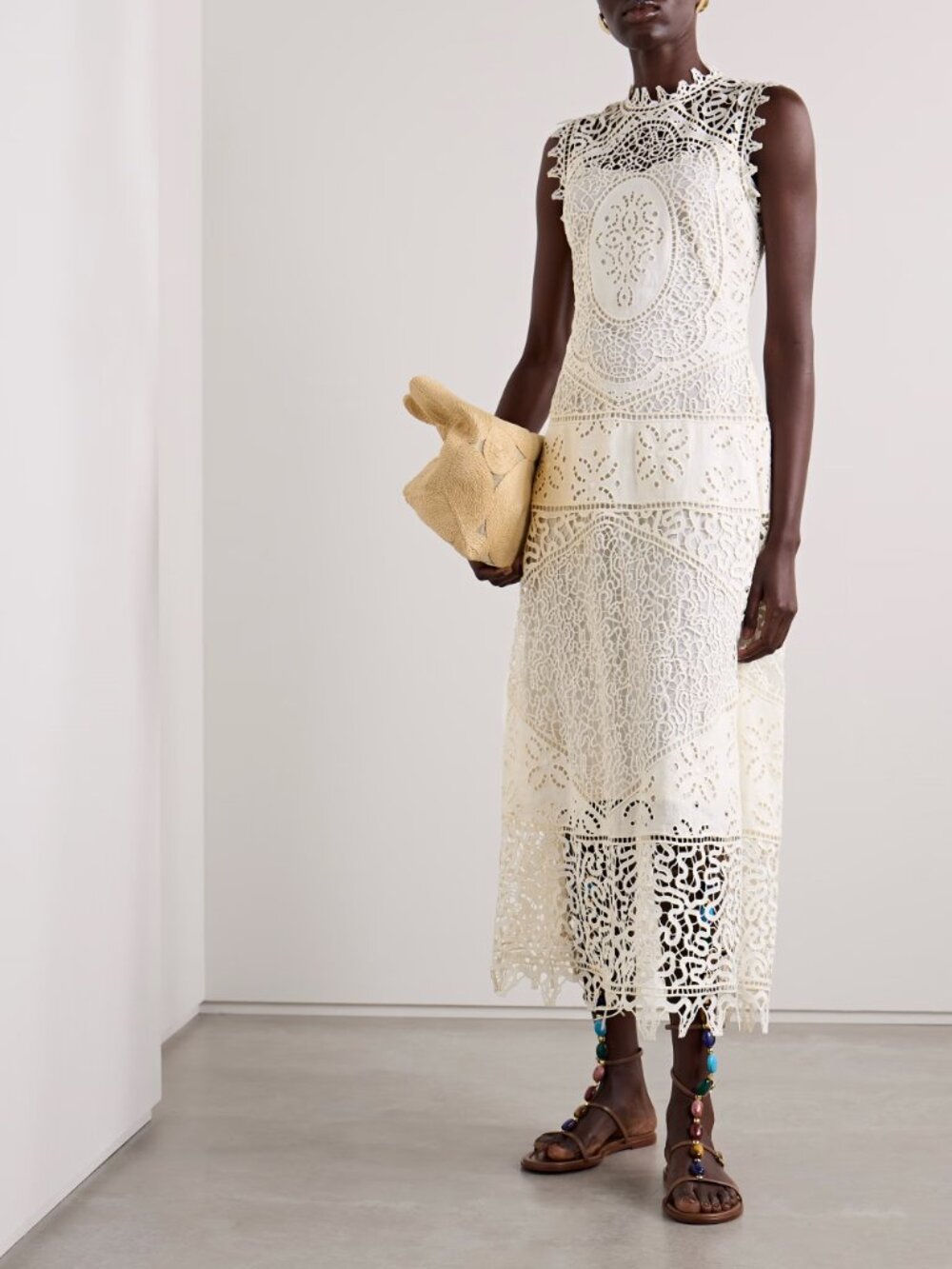 Ulla Johnson Flora Eyelet Lace Linen Maxi Dress